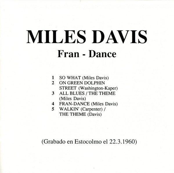 Miles Davis : Fran-Dance (CD)