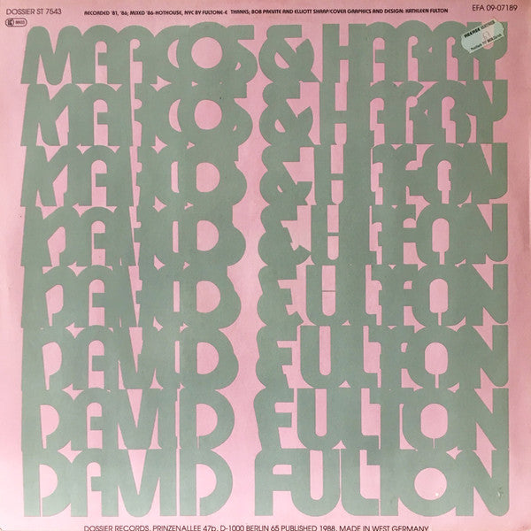 David Fulton : Marcos & Harry (LP, Album)
