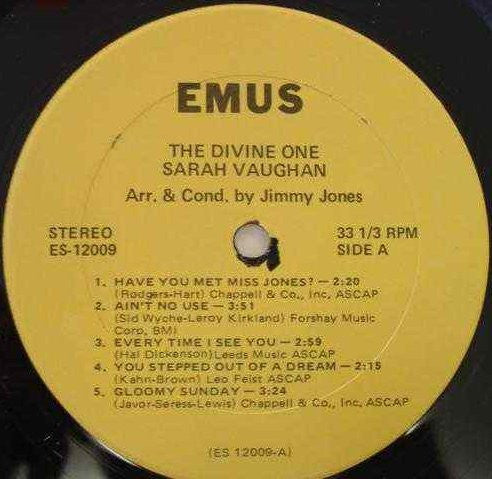 Sarah Vaughan : The Divine One (LP, Album, RE)