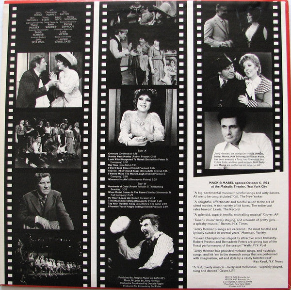 David Merrick (2) Presents Robert Preston (3) & Bernadette Peters : Mack & Mabel (Original Cast Recording) (LP, Album, San)
