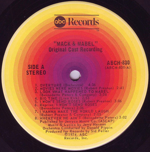 David Merrick (2) Presents Robert Preston (3) & Bernadette Peters : Mack & Mabel (Original Cast Recording) (LP, Album, San)