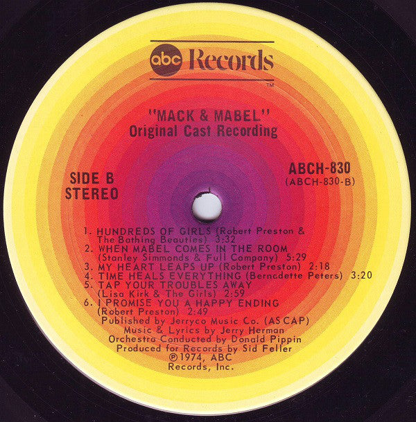 David Merrick (2) Presents Robert Preston (3) & Bernadette Peters : Mack & Mabel (Original Cast Recording) (LP, Album, San)