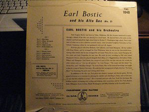 Earl Bostic And His Orchestra : Earl Bostic And His Alto Sax (No.2) (10", Mono)