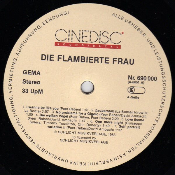 Peer Raben : Die Flambierte Frau (Original Soundtrack) (LP, Album)