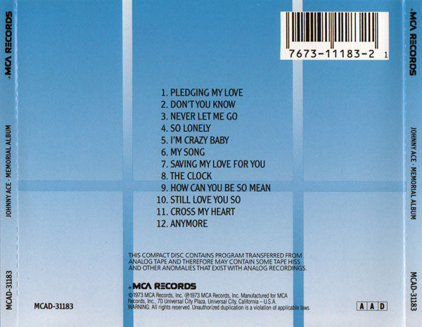 Johnny Ace : Memorial Album (CD, Comp, RE)