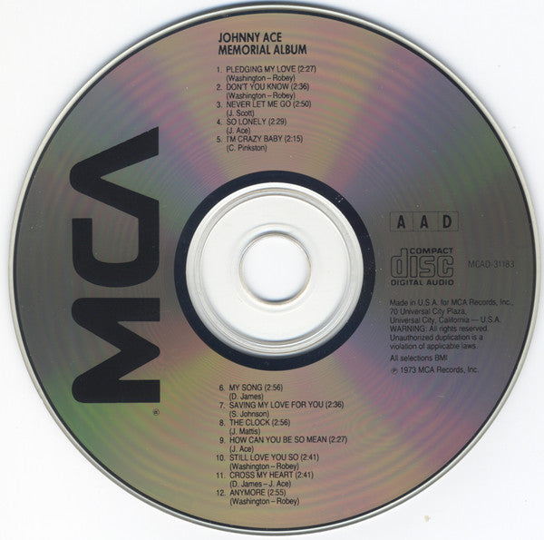 Johnny Ace : Memorial Album (CD, Comp, RE)
