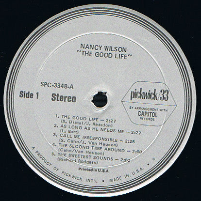 Nancy Wilson : The Good Life (LP, Album, Comp, RE)