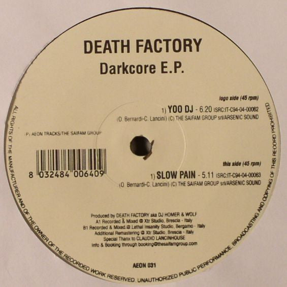 Death Factory : Darkcore E.P. (12", EP)