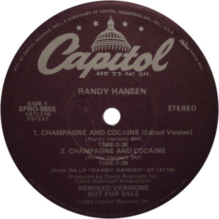 Randy Hansen : Top Trax Remixed Versions (12", EP, Promo)