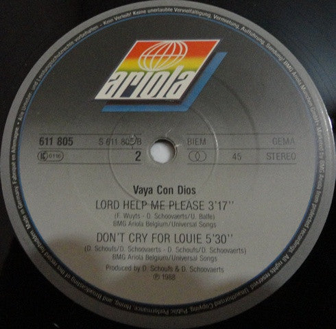 Vaya Con Dios : Don't Cry For Louie (12", Maxi)