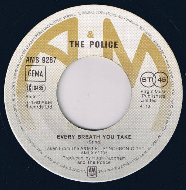 The Police : Every Breath You Take (7", Single, M/Print)
