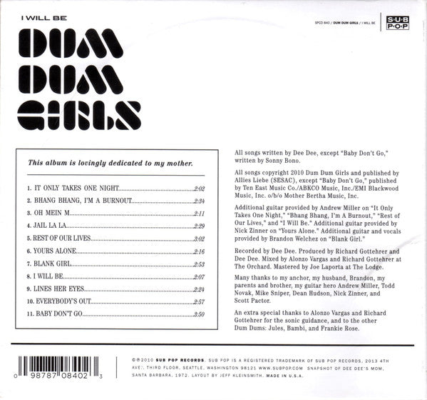 Dum Dum Girls : I Will Be (CD, Album)