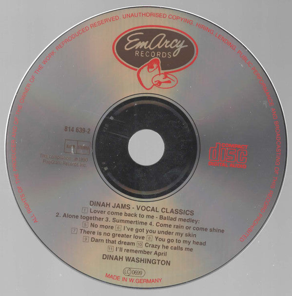 Dinah Washington : Dinah Jams (CD, Album, RE, RM)