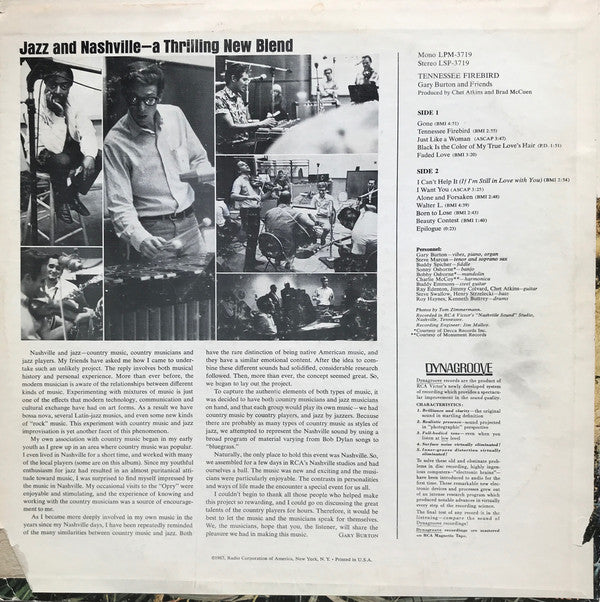 Gary Burton And Friends Near, Friends Far* : Tennessee Firebird (LP, Album)