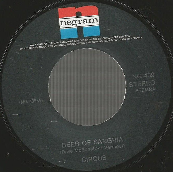 Circus (5) : Beer Or Sangria (7", Single)