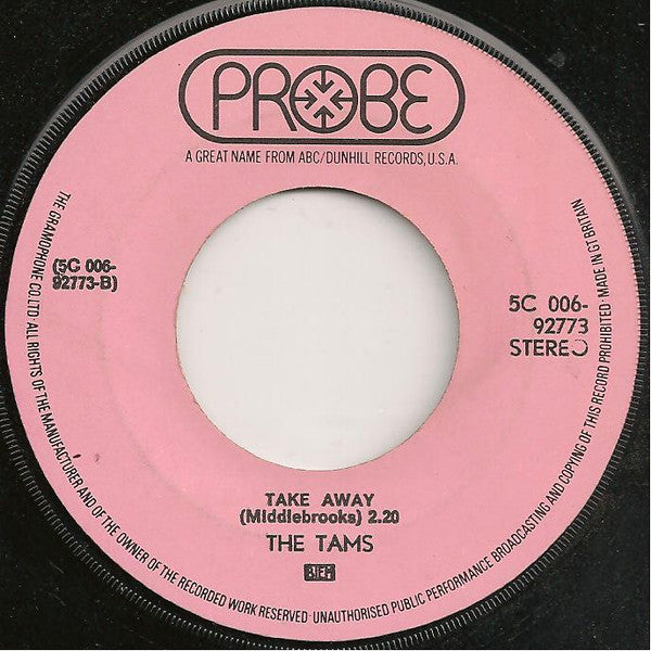 The Tams : Hey Girl Don't Bother Me (7", Pur)