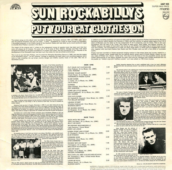 Various : Sun Rockabillys - Put Your Cat Clothes On (LP, Comp, Mono, Smplr)