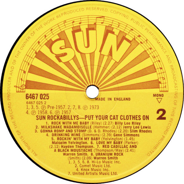Various : Sun Rockabillys - Put Your Cat Clothes On (LP, Comp, Mono, Smplr)