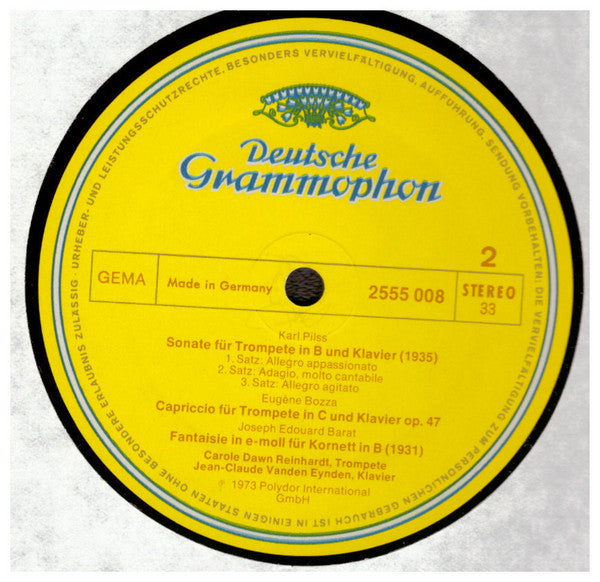 Paul Hindemith / Alexander Goedicke / Arthur Honegger / Karl Pilss / Eugène Bozza / Joseph Edouard Barat : Carole Dawn Reinhart, Jean-Claude Vanden Eynden : Kompositionen Für Trompete (LP, Album)