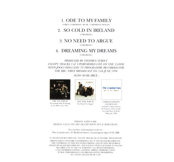 The Cranberries : Ode To My Family (CD, Single)