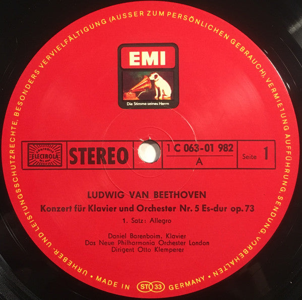 Ludwig van Beethoven - Daniel Barenboim / Otto Klemperer, New Philharmonia Orchestra : 5. Klavierkonzert (LP)