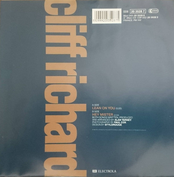 Cliff Richard : Lean On You (7", Single)