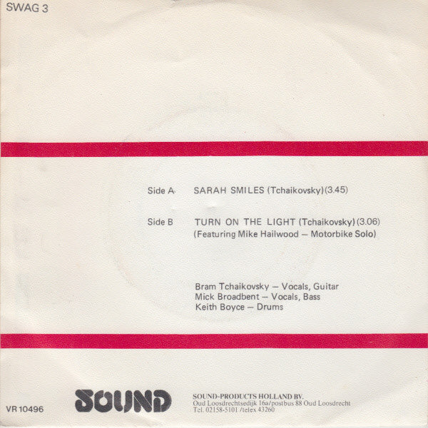 Bram Tchaikovsky : Sarah Smiles (7", Single)