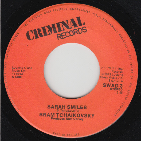 Bram Tchaikovsky : Sarah Smiles (7", Single)
