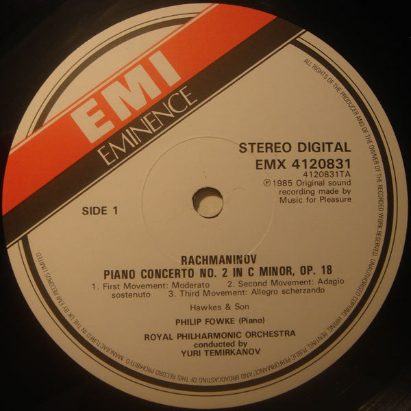Sergei Vasilyevich Rachmaninoff, Philip Fowke, Royal Philharmonic Orchestra, Yuri Temirkanov : Piano Concerto No. 2 In C Minor, Op. 18. Rhapsody On A Theme Of Paganini, Op. 43 (LP)