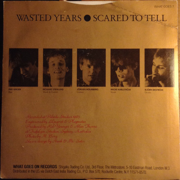 Playmates (4) : Wasted Years / Scared To Tell (7", Single)