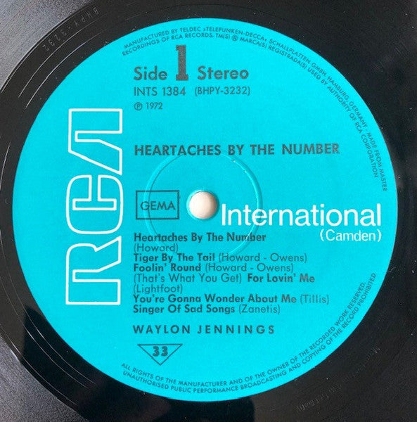 Waylon Jennings : Heartaches By The Number And Other Country Favorites (LP, Comp)