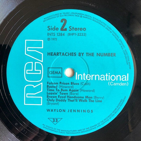 Waylon Jennings : Heartaches By The Number And Other Country Favorites (LP, Comp)