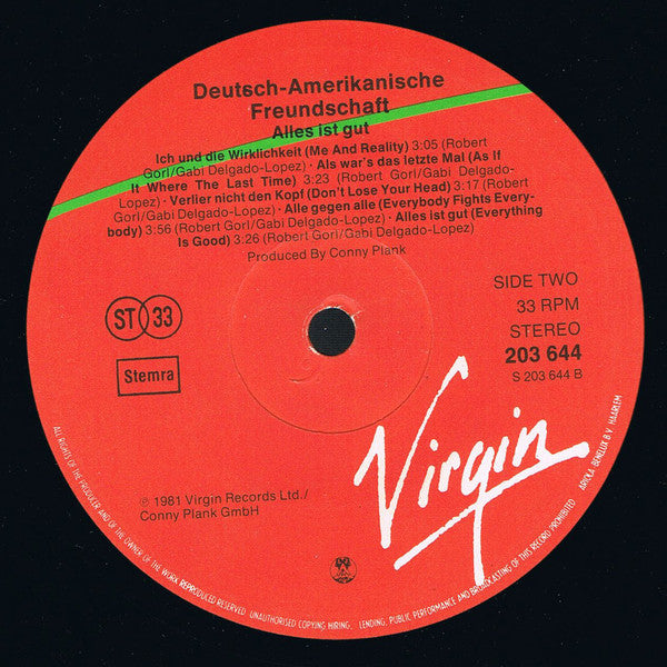 Deutsch Amerikanische Freundschaft : Alles Ist Gut (LP, Album)