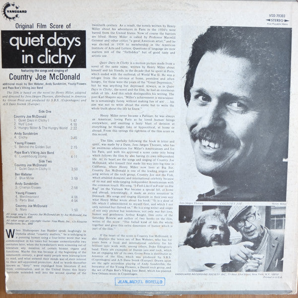 Various : Country Joe Welcomes You To Quiet Days In Clichy (LP, Album)