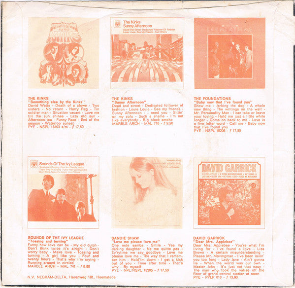 The Kinks : Wonder Boy / Pretty Polly (7", Single)