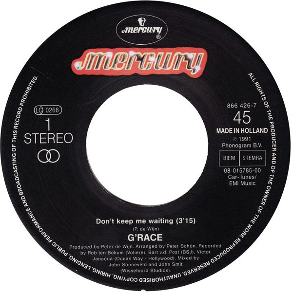 G'Race Featuring Booker T. Jones : Don't Keep Me Waiting (7", Single)