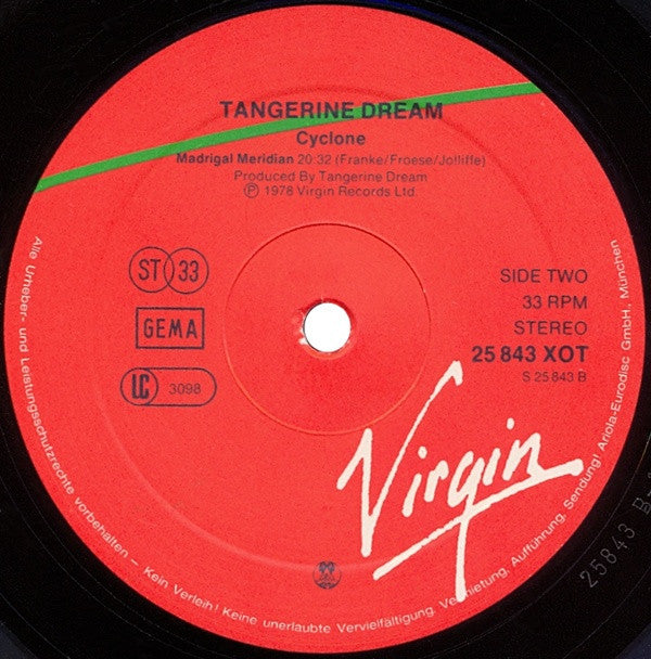 Tangerine Dream : Cyclone (LP, Album, RE, Gat)