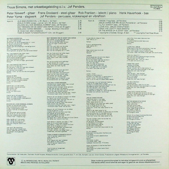 Truus Simons : Zoals Ik Ben (LP, Album)