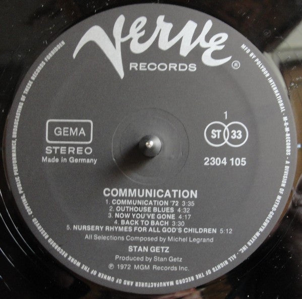Stan Getz : Communications (LP, RE)