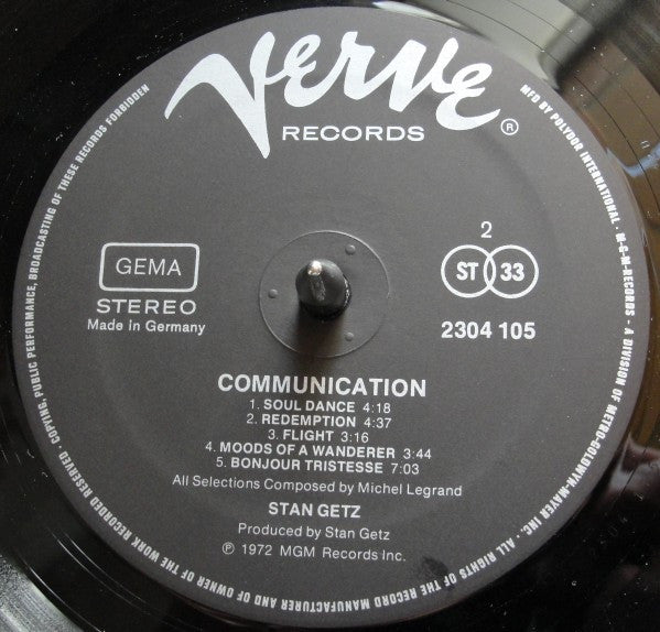 Stan Getz : Communications (LP, RE)