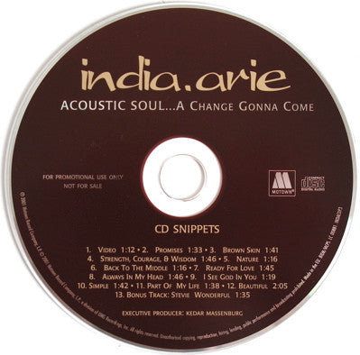 India.Arie : Acoustic Soul (CD Snippets) (CD, Promo, Smplr)