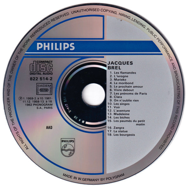Jacques Brel : Marieke (CD, Comp)