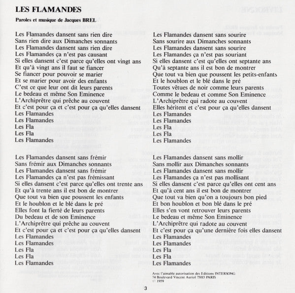 Jacques Brel : Marieke (CD, Comp)