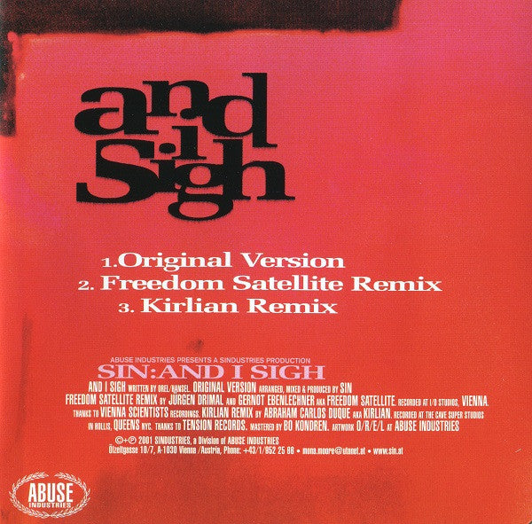 Sin : And I Sigh (CD, Maxi)