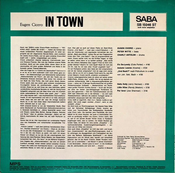 Eugen Cicero : In Town (LP, Album)