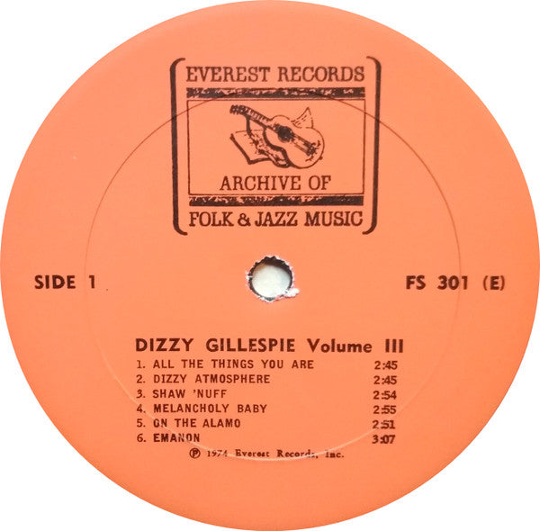 Dizzy Gillespie : Volume III (LP, Comp, M/Print)