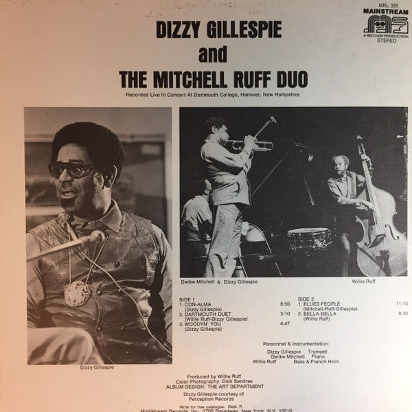 Dizzy Gillespie And The Mitchell-Ruff Duo : In Concert (LP, Album, Gat)