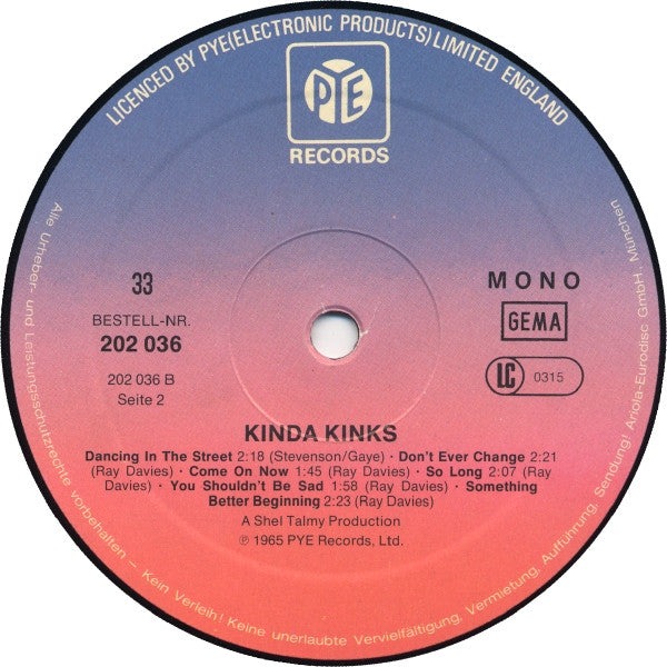 The Kinks : Kinda Kinks (LP, Album, Mono, RE)