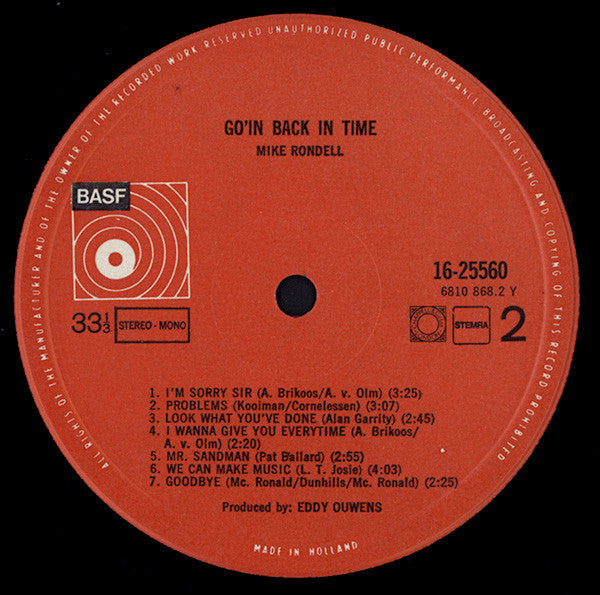 Mike Rondell : Goin' Back In Time (LP, Album)