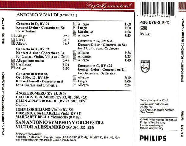 Antonio Vivaldi, The Romeros : Guitar Concertos (CD, Comp)